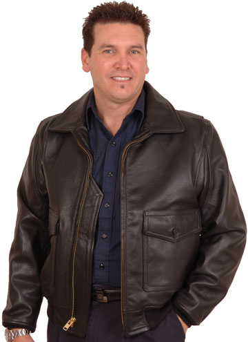 G1 Navy Military Cowhide Leather Bomber Jacket with Plain Collar