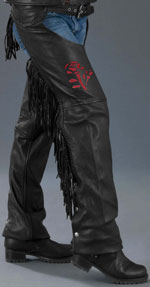 Leadies Red Rose Chaps with Fringe