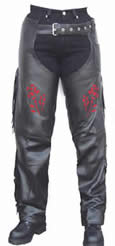 CLASSIC RED/BLK ROSE CHAPS