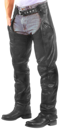 Mens Premium Waxy Cow Leather Chaps with side Pockets