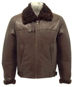 Mens B3 Bomber Jacket made with Brown Fur Shearling Leather