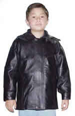 K10 Childs Hooded Leather Coat