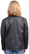 K1940 Kids Leather Stadium Jacket with Plain Cuffs and Waist Back View