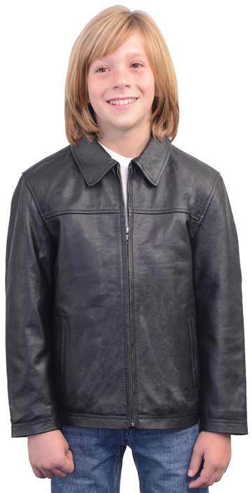 K1930 Kids Leather Jomber Jacket with Knit Cuffs and Waist