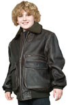 K7396 Kids Brown Bomber Jacket with White Fur Collar