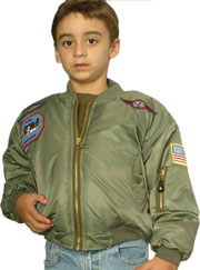 KMA1 Kids Nylon Aviation Jacket with Patches available in Black and Sage Green