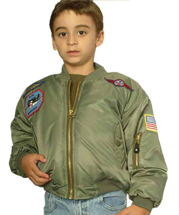 KMA1 Kids MA1 Nylon Military Bomber Jacket with Patches