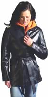 B29250 LADIES BELTED LEATHER JACKET