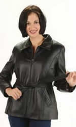 NZ313 Ladies  Leather  Belted Jacket