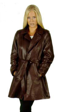 71 Ladies USA Made Leather Wrap Coat with Belt
