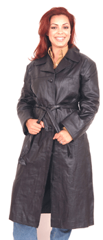 A39 Ladies Long Leather Trench Coat