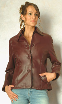 AW44 Ladies Blazer Ruby 4 Button Leather Blazer 