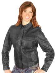 B879 Ladies Lambskin Motorcycle Shirt with side pockets