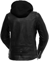 LB185 Women Classic Motorcycle Lambskin Jacket with Full Belt and Removable Hoodie Back View