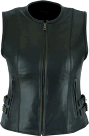 Click here for the LV807AH Ladies Leather Biker Sport Zipper Vest with Side Ajusters