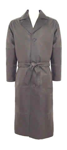 A223 Mens Single Breasted Leather Trench Coat