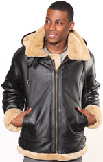 Mens Warm Sherpa Lined Leather Jacket with Zipper