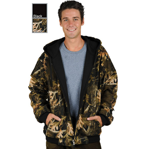 M1077 Reversible Poly Fleece Black and Camouflage Hoodie Large View