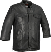B419 Motorcycle Club Leather Shirt with Short Wide Sleeves