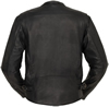 C278 Vintage Black Leather Short Collar Motorcycle Jacket with Vents Back View