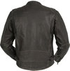 C278 Vintage Brown Leather Short Collar Motorcycle Jacket with Vents Back View