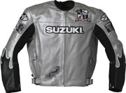 752 Vertical Silver Leather Racing Jacket