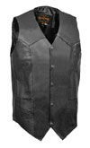 V1310T Mens Basic Tall Sizes Leather Vest with Plain Sides Front View