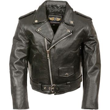 K2010 Kids Motorcycle Leather Biker Jacket with Half Belt | Leather.com