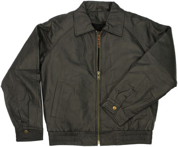 2041 Kids Matte Black Leather Bomber Waist Jacket | Leather.com