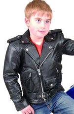 K109 Boys Leather Coat with Black Faux Fur and Removable Hood | Leather.com