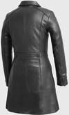 LB1402 Ladies Lambskin Leather Trench Coat with Buttons Back View 2