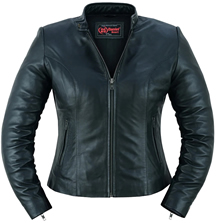 LB843 Ladies Black Lambskin Leather Short Scooter Fashion Jacket