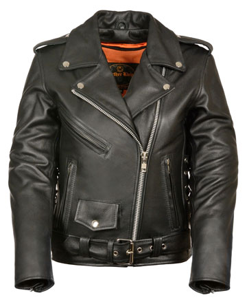 LC2700 Ladies Motorcycle Premium Leather Biker Jacket with Side Laces ...