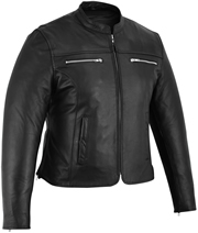 LC839 Women's Short Collar Motorcycle Lightweight Leather Jacket