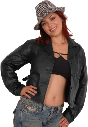 Women's Short PU Leather Jacket in Rock Style