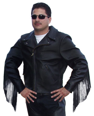102XF Mens USA Made Leather Motorcycle Classic Jacket with Fringe ...