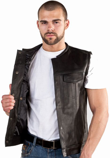 V8007 Mens Club Vest with Piping on Collar - San Diego Leather Inc.